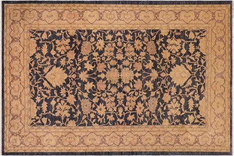 handmade Transitional Kafkaz Blue Tan Hand Knotted RECTANGLE 100% WOOL area rug 10' x 14'