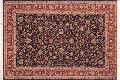 handmade Traditional Kashan Blue Red Hand Knotted RECTANGLE 100% WOOL area rug 6x9