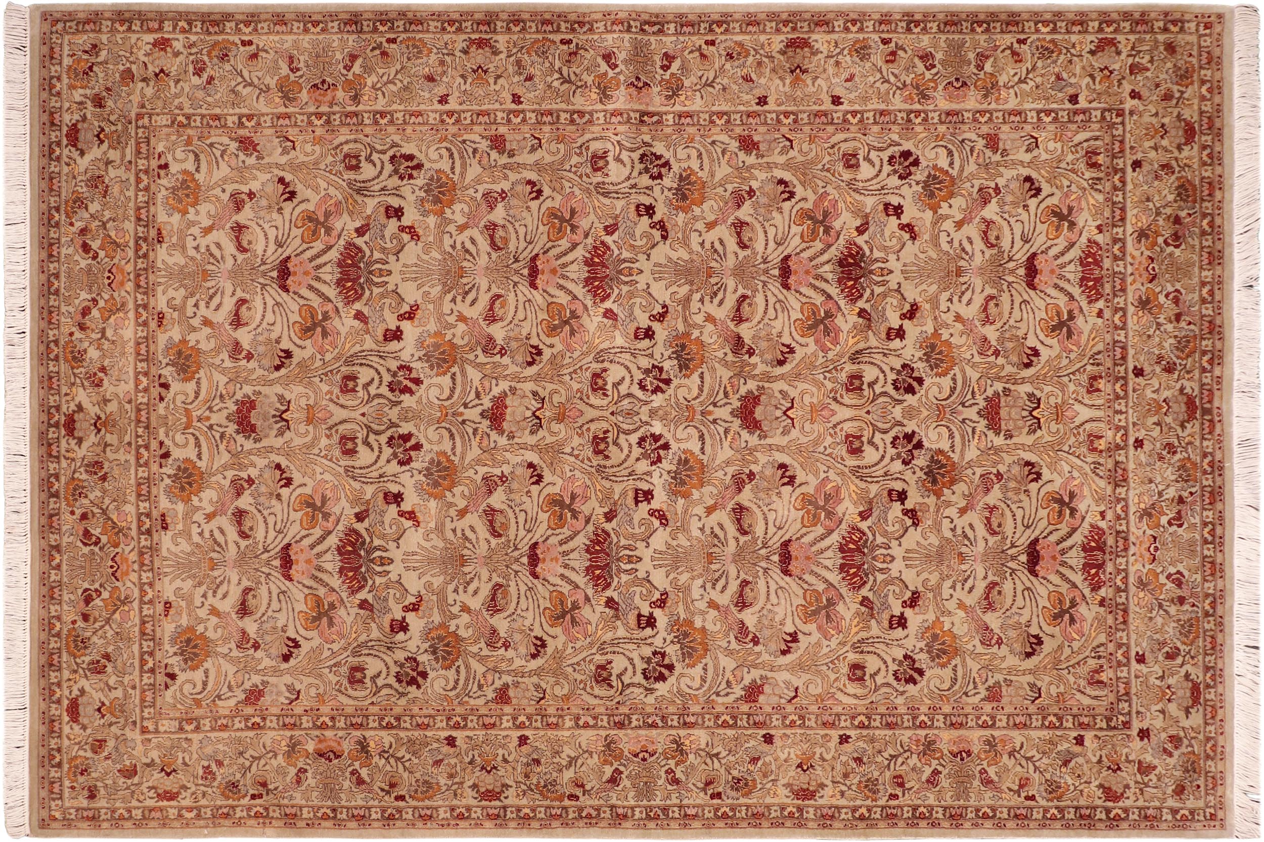 handmade Transitional Sayra Taupe Red Hand Knotted RECTANGLE 100% WOOL area rug 6x9