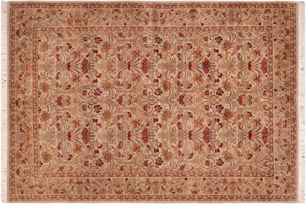 handmade Transitional Sayra Taupe Red Hand Knotted RECTANGLE 100% WOOL area rug 6x9