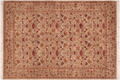 handmade Transitional Sayra Taupe Red Hand Knotted RECTANGLE 100% WOOL area rug 6x9