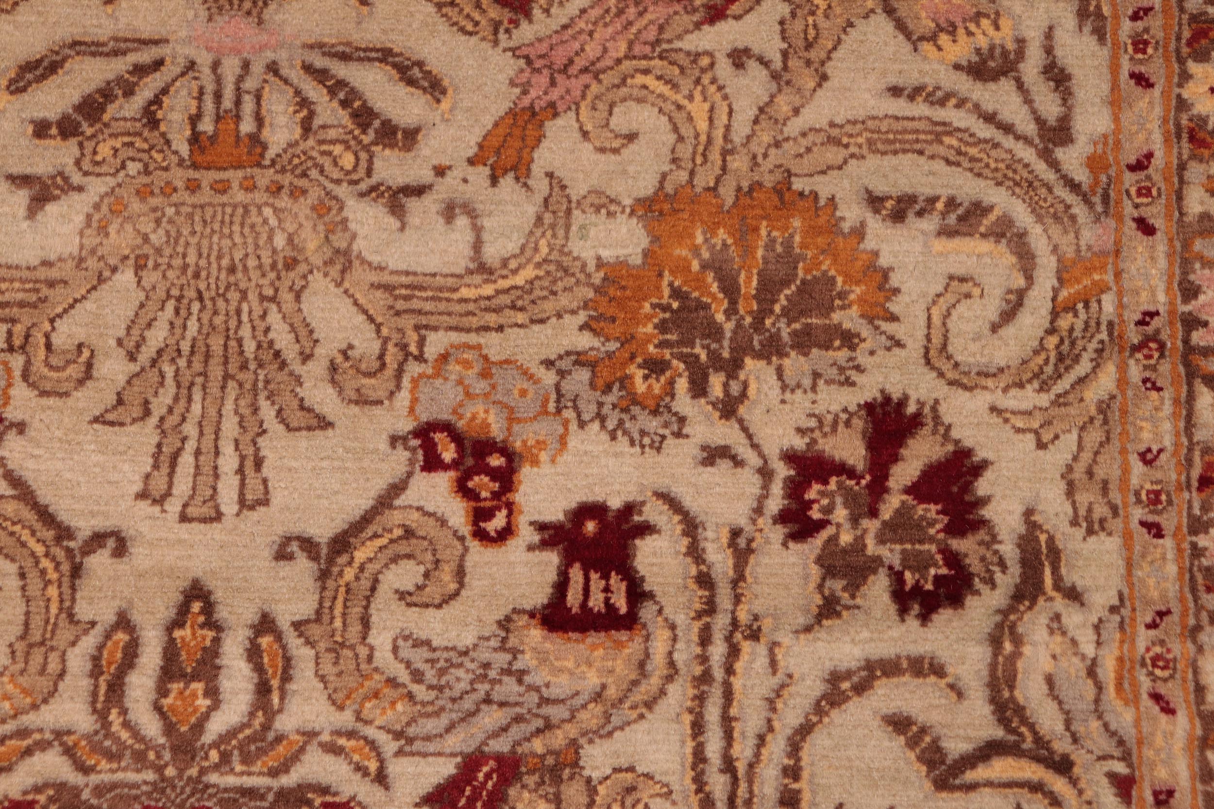 handmade Transitional Sayra Taupe Red Hand Knotted RECTANGLE 100% WOOL area rug 6x9