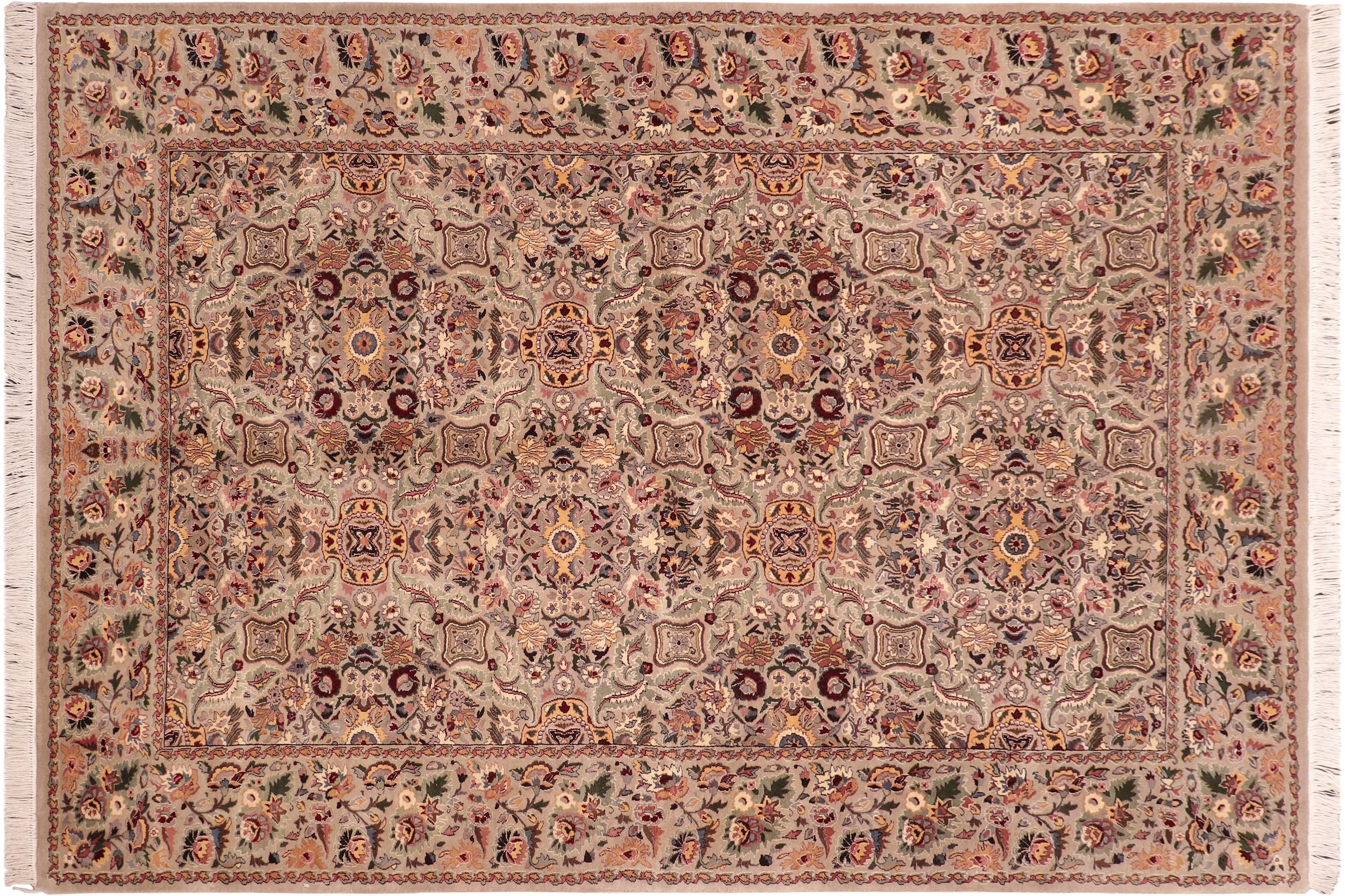 handmade Transitional Doop Taupe Green Hand Knotted RECTANGLE 100% WOOL area rug 6x9