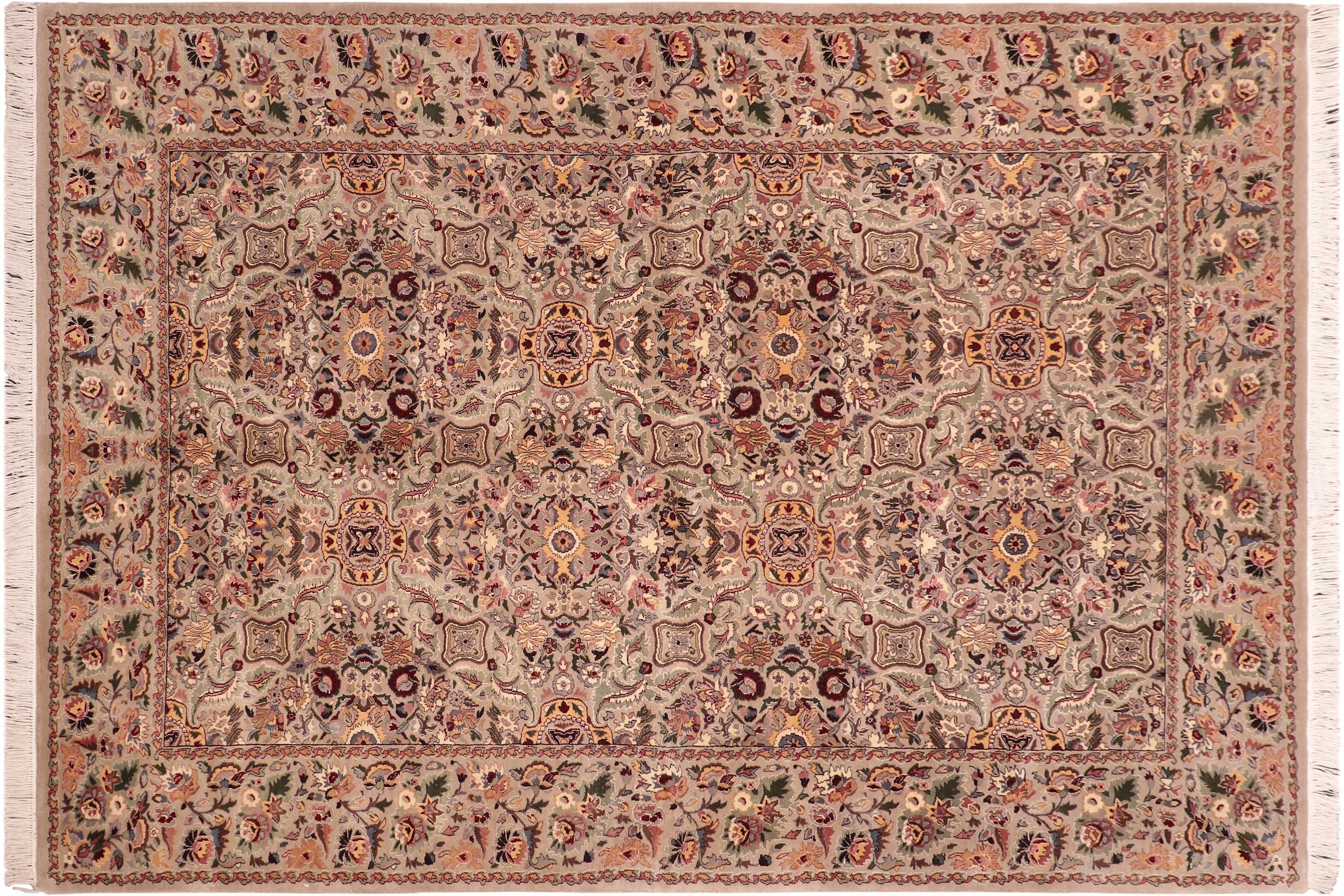 handmade Transitional Doop Taupe Green Hand Knotted RECTANGLE 100% WOOL area rug 6x9