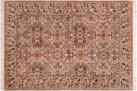 handmade Transitional Doop Taupe Green Hand Knotted RECTANGLE 100% WOOL area rug 6x9