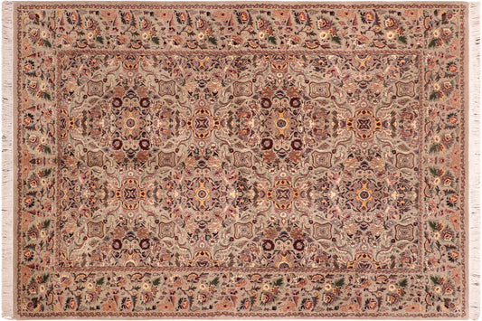 handmade Transitional Doop Taupe Green Hand Knotted RECTANGLE 100% WOOL area rug 6x9