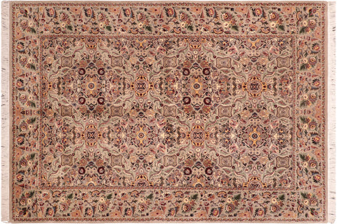 handmade Transitional Doop Taupe Green Hand Knotted RECTANGLE 100% WOOL area rug 6x9