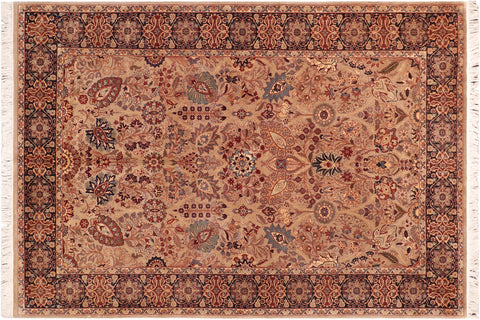 handmade Traditional Shahid Taupe Blue Hand Knotted RECTANGLE 100% WOOL area rug 6x9