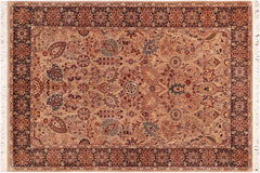 handmade Traditional Shahid Taupe Blue Hand Knotted RECTANGLE 100% WOOL area rug 6x9
