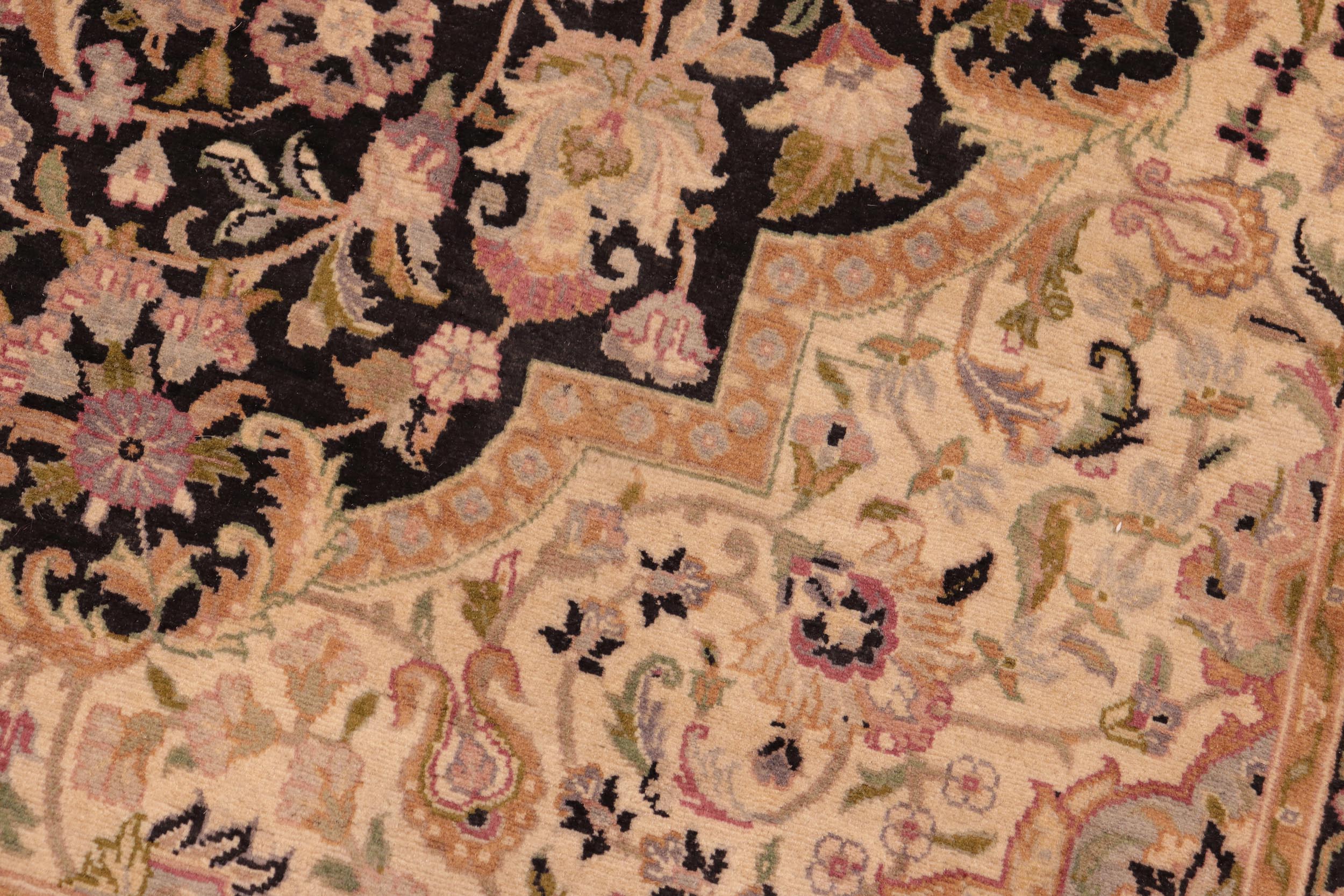 handmade Traditional Hussani Black Taupe Hand Knotted RECTANGLE 100% WOOL area rug 6x9