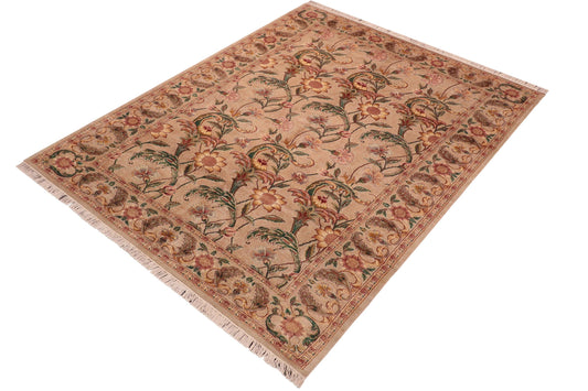 handmade Transitional Azeem Taupe Green Hand Knotted RECTANGLE 100% WOOL area rug 6x10