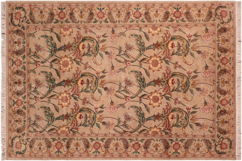 handmade Transitional Azeem Taupe Green Hand Knotted RECTANGLE 100% WOOL area rug 6x10
