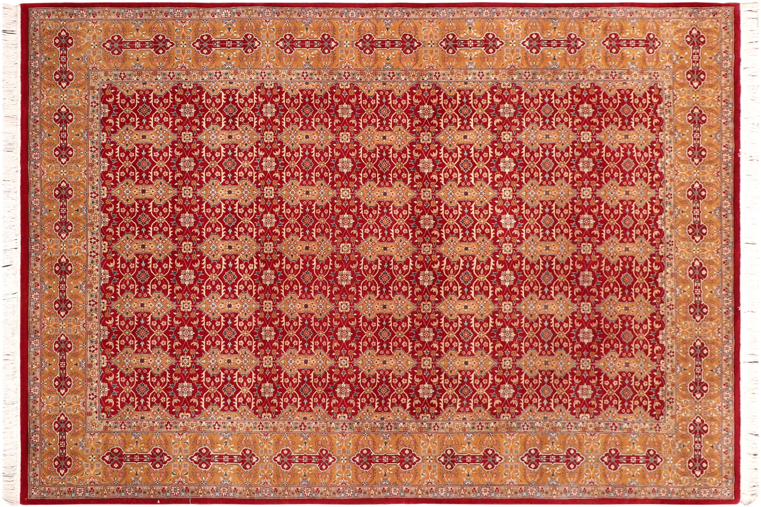 handmade Transitional  Red Gold Hand Knotted RECTANGLE 100% WOOL area rug 6x9