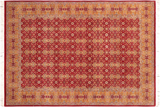 handmade Transitional  Red Gold Hand Knotted RECTANGLE 100% WOOL area rug 6x9