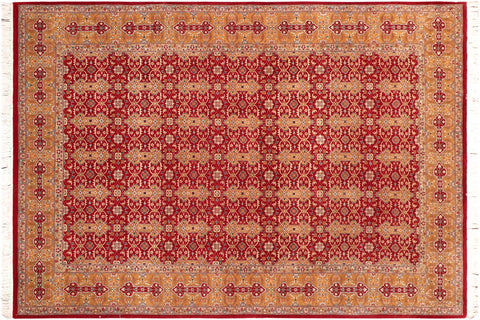 handmade Transitional  Red Gold Hand Knotted RECTANGLE 100% WOOL area rug 6x9