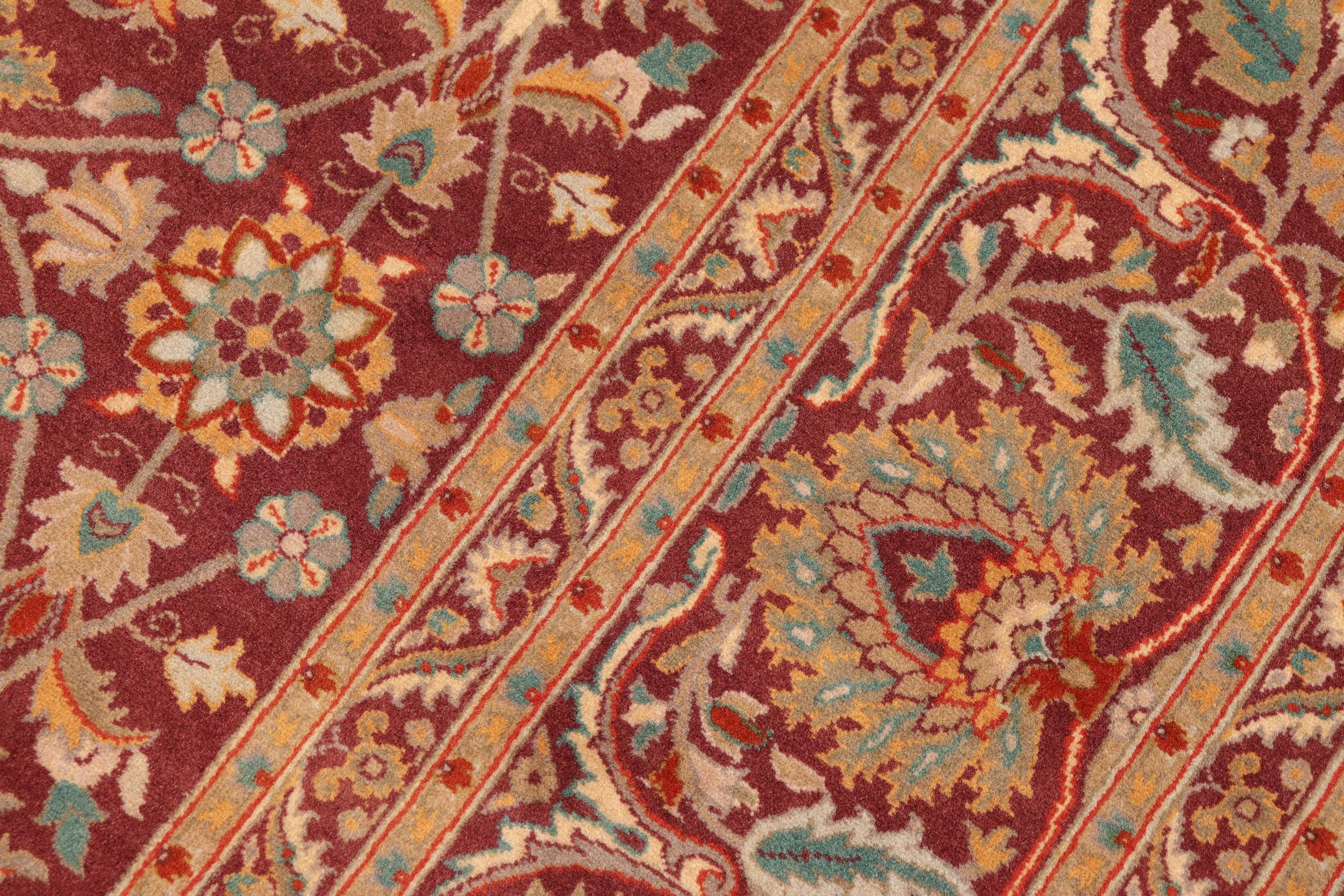 handmade Traditional New Asif Burgundy Grey Hand Knotted RECTANGLE 100% WOOL area rug 6x9