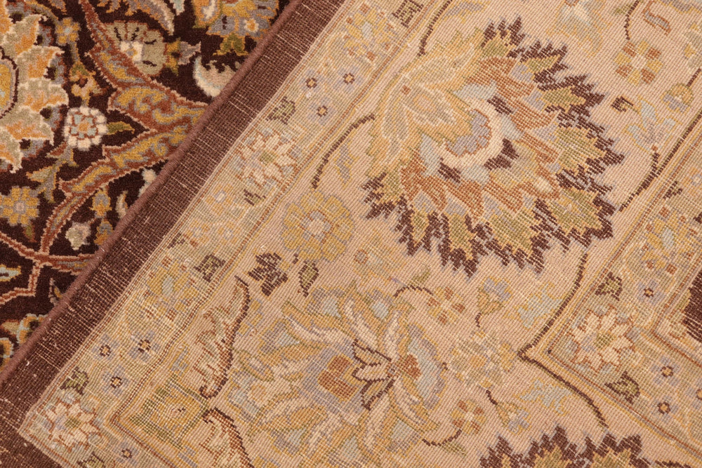 handmade Traditional  Brown Beige Hand Knotted RECTANGLE 100% WOOL area rug 6x9