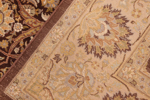 handmade Traditional  Brown Beige Hand Knotted RECTANGLE 100% WOOL area rug 6x9