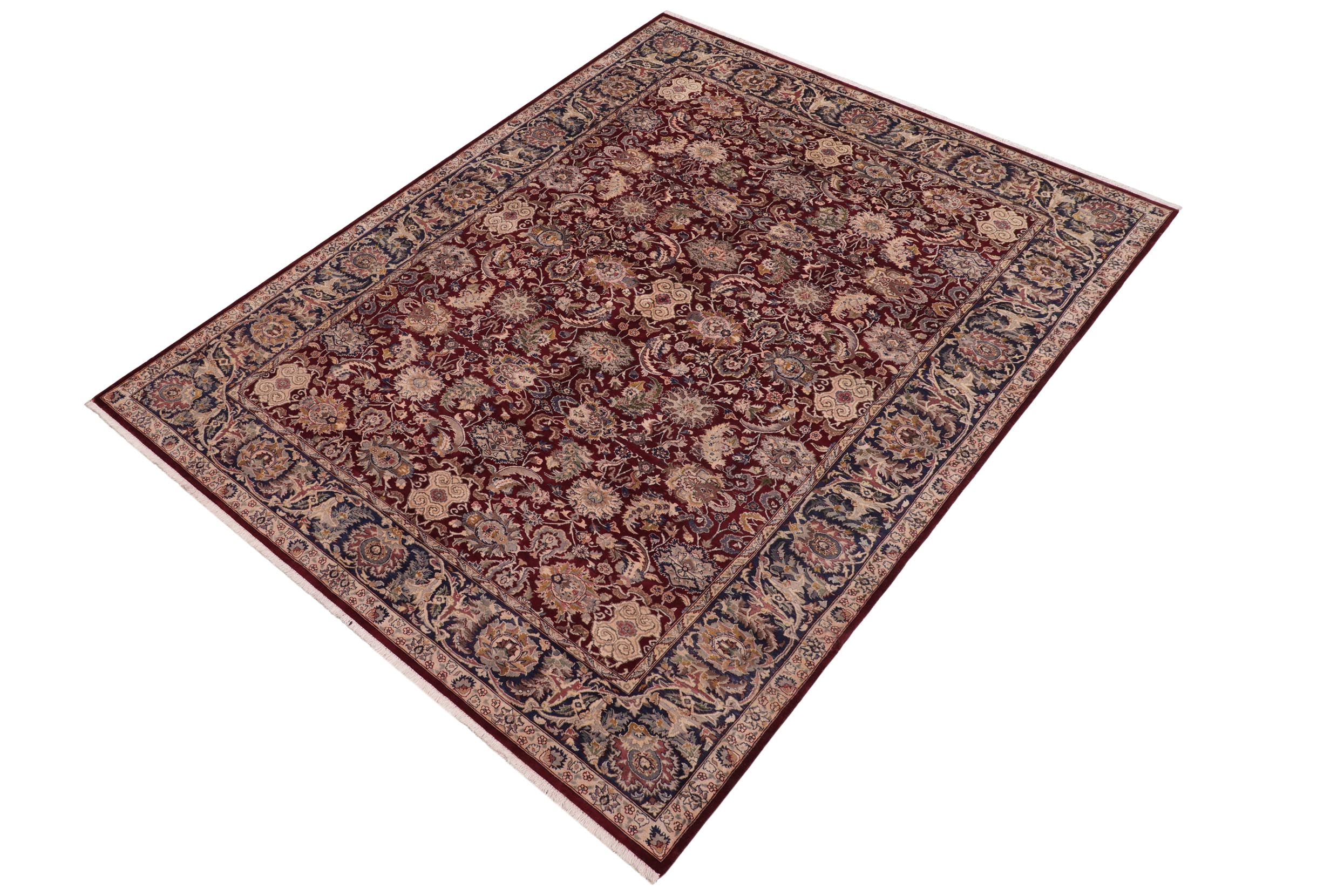 handmade Traditional Agra Red Blue Hand Knotted RECTANGLE 100% WOOL area rug 6x9