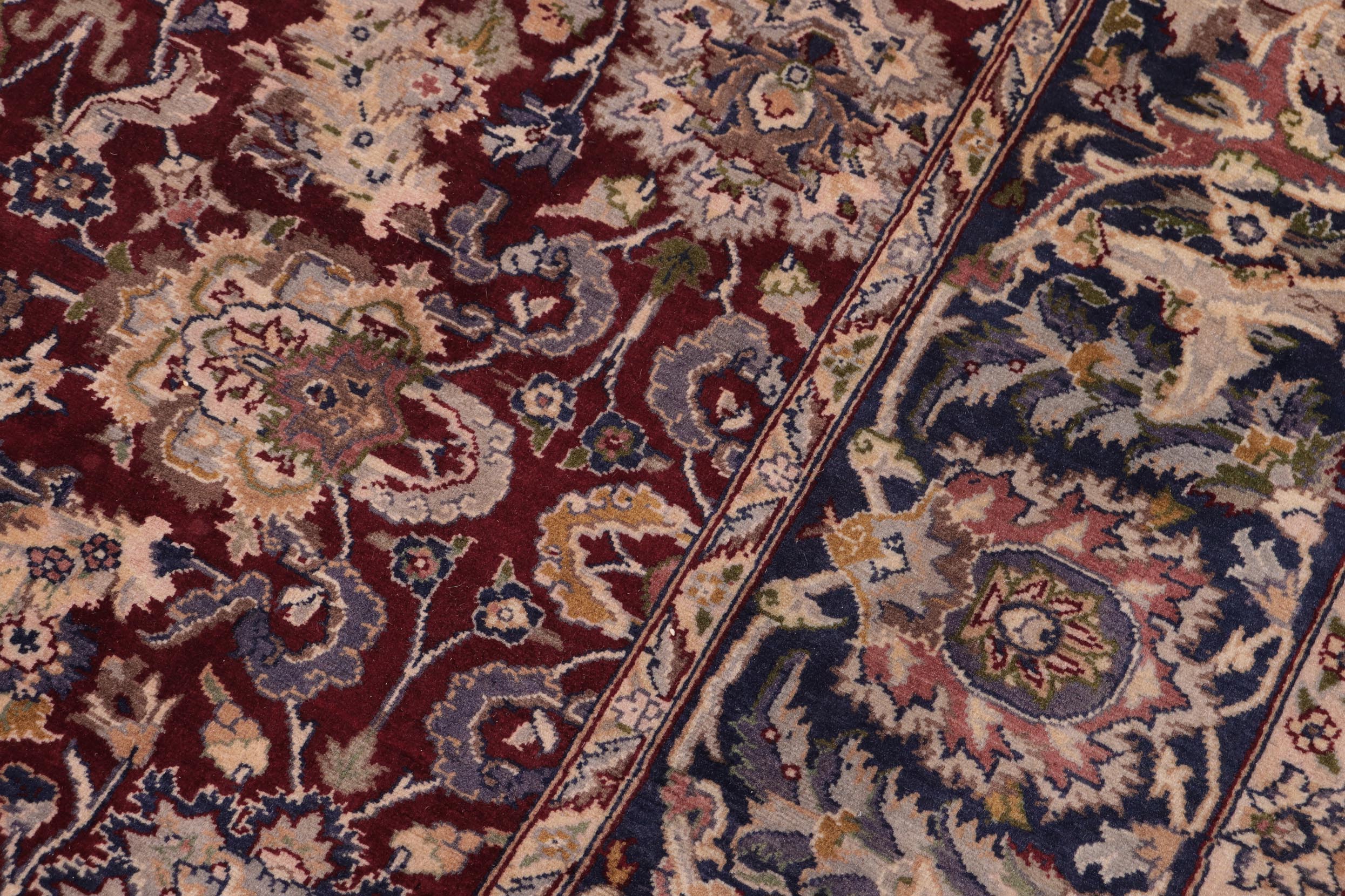 handmade Traditional Agra Red Blue Hand Knotted RECTANGLE 100% WOOL area rug 6x9