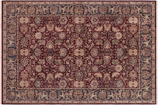 handmade Traditional Agra Red Blue Hand Knotted RECTANGLE 100% WOOL area rug 6x9