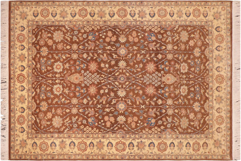 handmade Traditional Tabriz Brown Beige Hand Knotted RECTANGLE 100% WOOL area rug 6x9