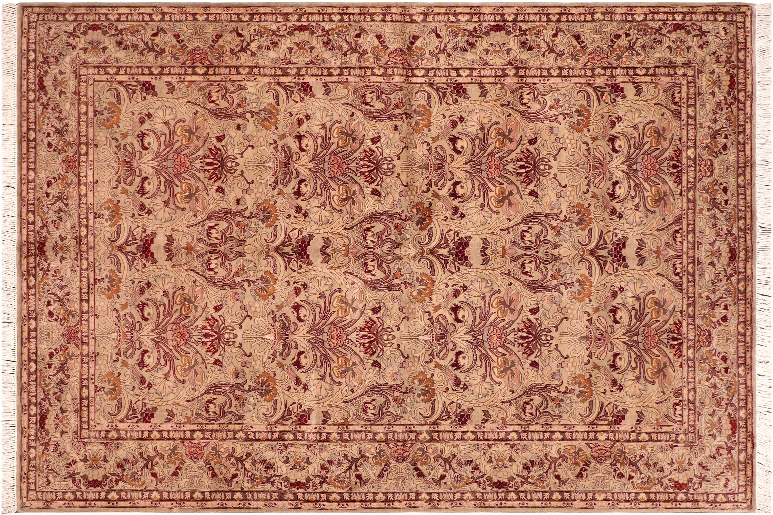 handmade Transitional Sayra Taupe Red Hand Knotted RECTANGLE 100% WOOL area rug 6x9