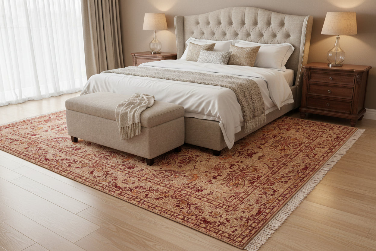 handmade Transitional Sayra Taupe Red Hand Knotted RECTANGLE 100% WOOL area rug 6x9