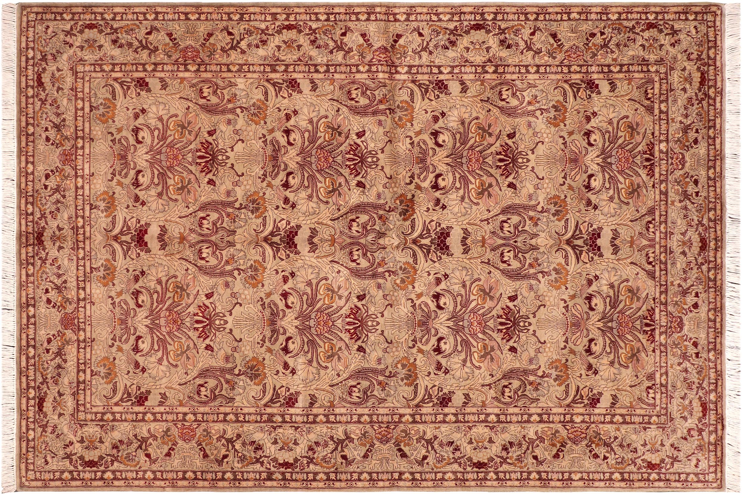 handmade Transitional Sayra Taupe Red Hand Knotted RECTANGLE 100% WOOL area rug 6x9