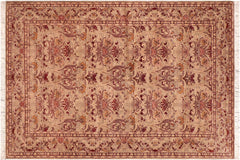handmade Transitional Sayra Taupe Red Hand Knotted RECTANGLE 100% WOOL area rug 6x9