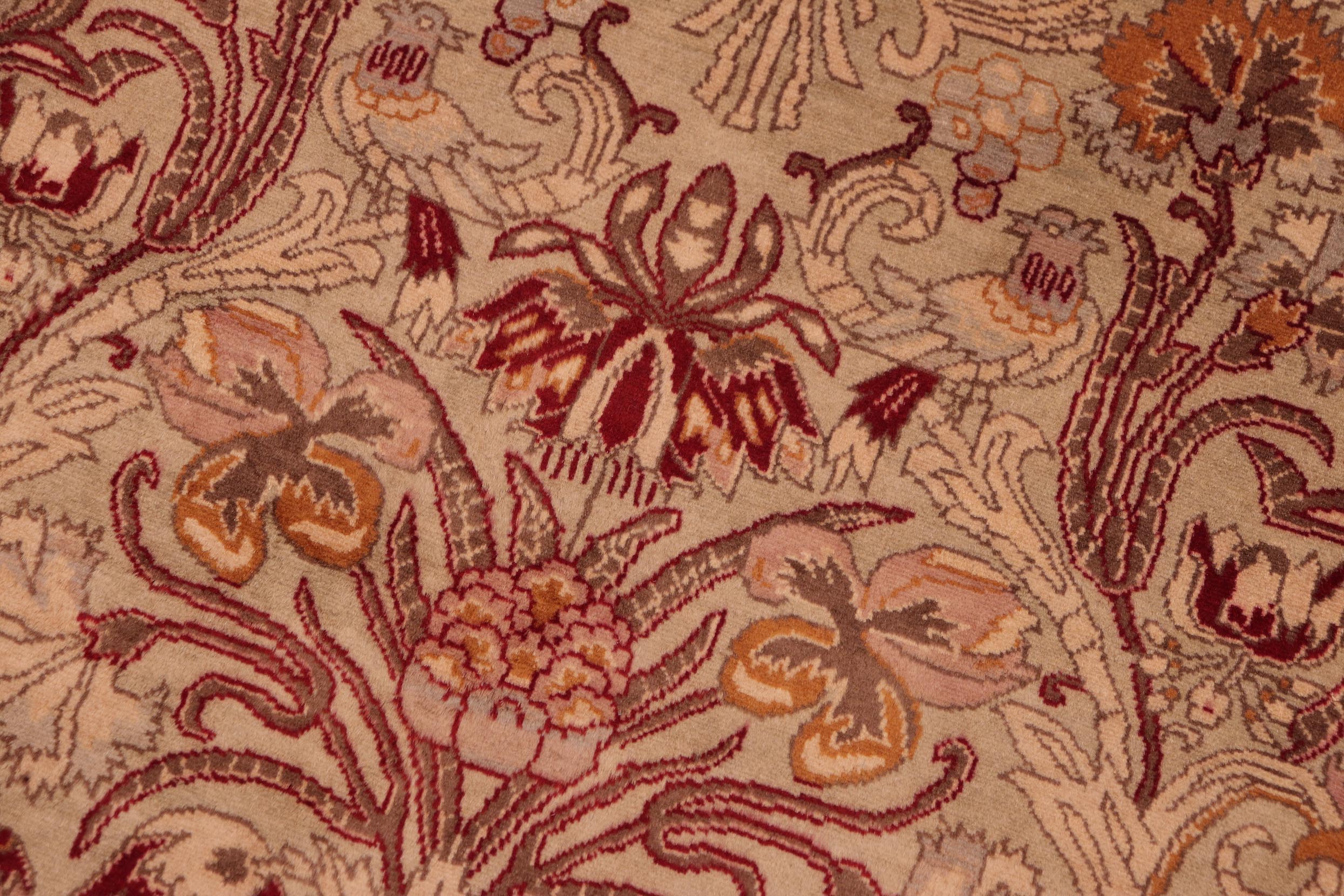 handmade Transitional Sayra Taupe Red Hand Knotted RECTANGLE 100% WOOL area rug 6x9