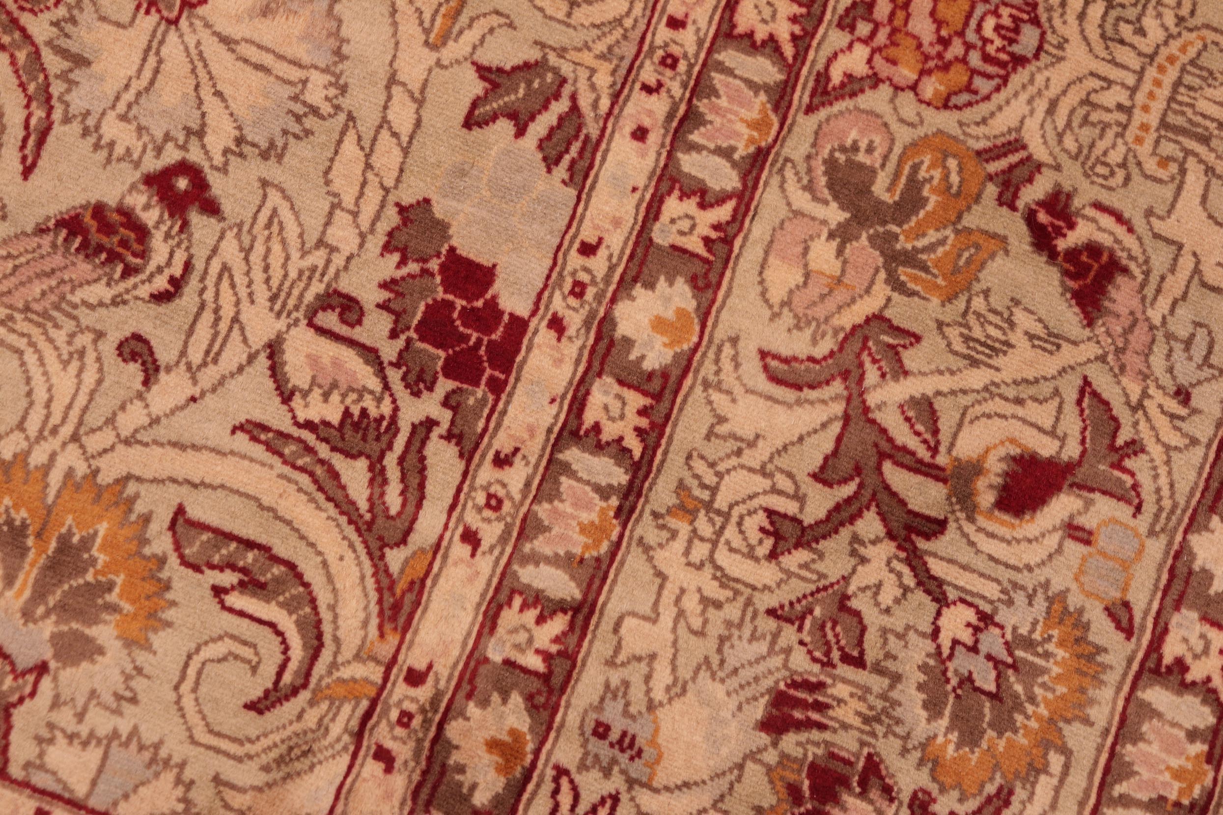 handmade Transitional Sayra Taupe Red Hand Knotted RECTANGLE 100% WOOL area rug 6x9