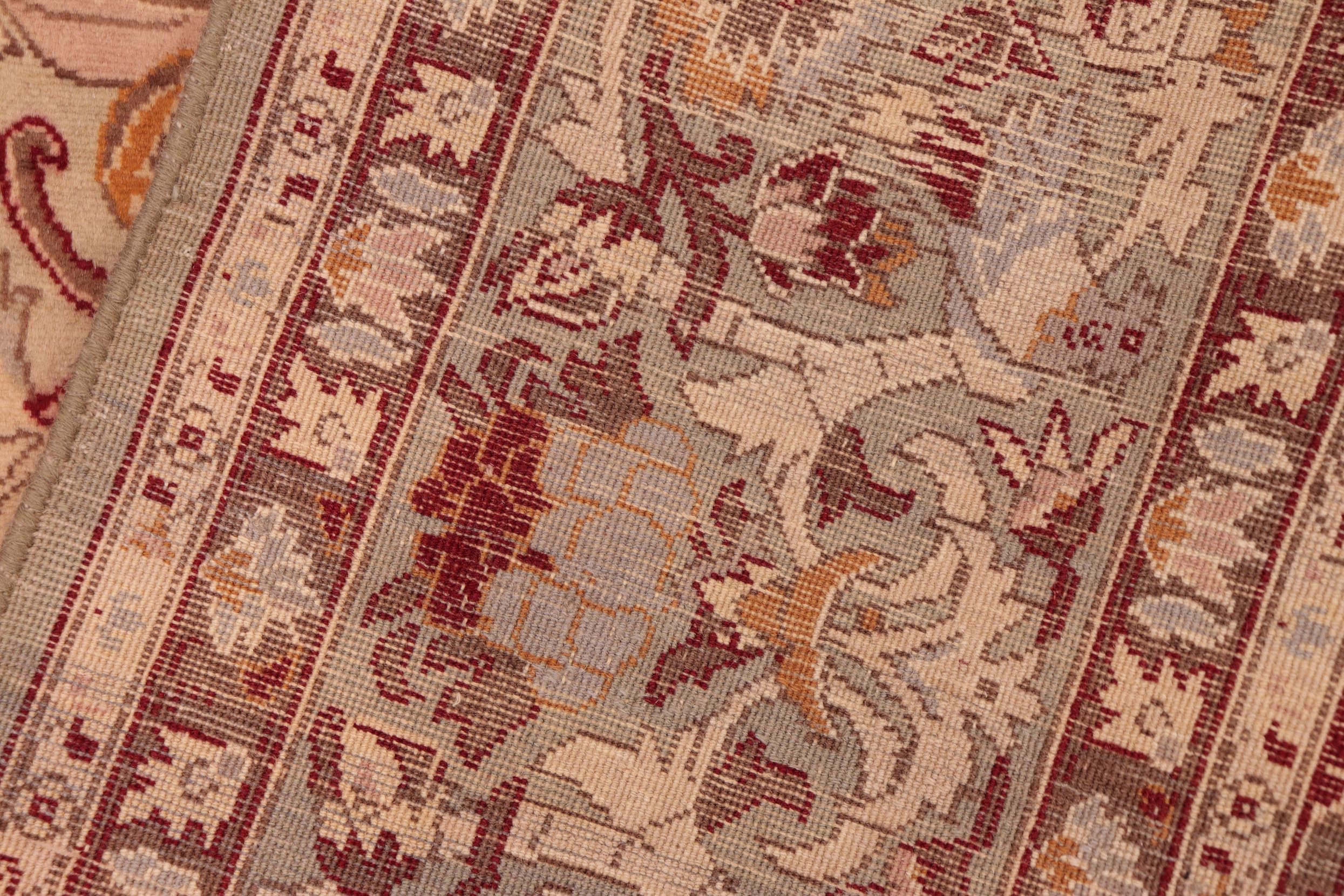 handmade Transitional Sayra Taupe Red Hand Knotted RECTANGLE 100% WOOL area rug 6x9