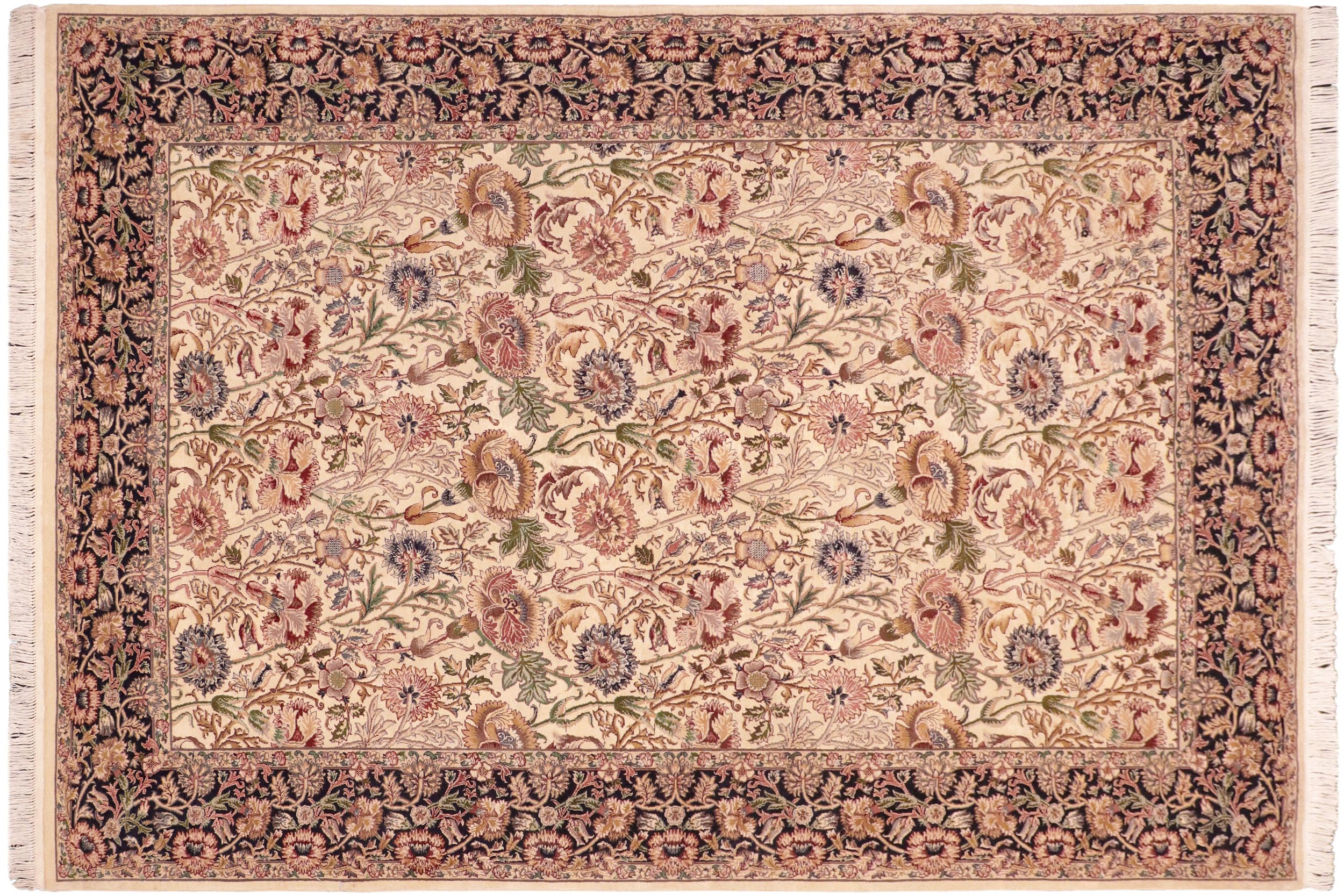 handmade Transitional Irfan Ivory Blue Hand Knotted RECTANGLE 100% WOOL area rug 6x9