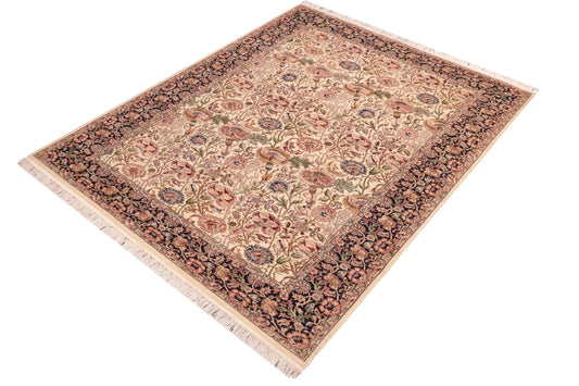 handmade Transitional Irfan Ivory Blue Hand Knotted RECTANGLE 100% WOOL area rug 6x9