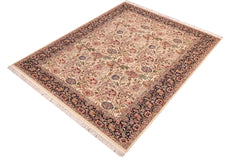 handmade Transitional Irfan Ivory Blue Hand Knotted RECTANGLE 100% WOOL area rug 6x9
