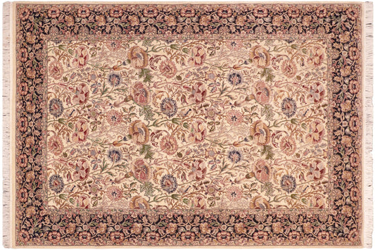 handmade Transitional Irfan Ivory Blue Hand Knotted RECTANGLE 100% WOOL area rug 6x9