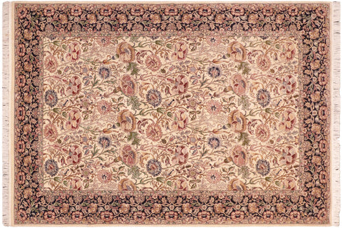 handmade Transitional Irfan Ivory Blue Hand Knotted RECTANGLE 100% WOOL area rug 6x9