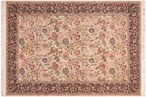 handmade Transitional Irfan Ivory Blue Hand Knotted RECTANGLE 100% WOOL area rug 6x9