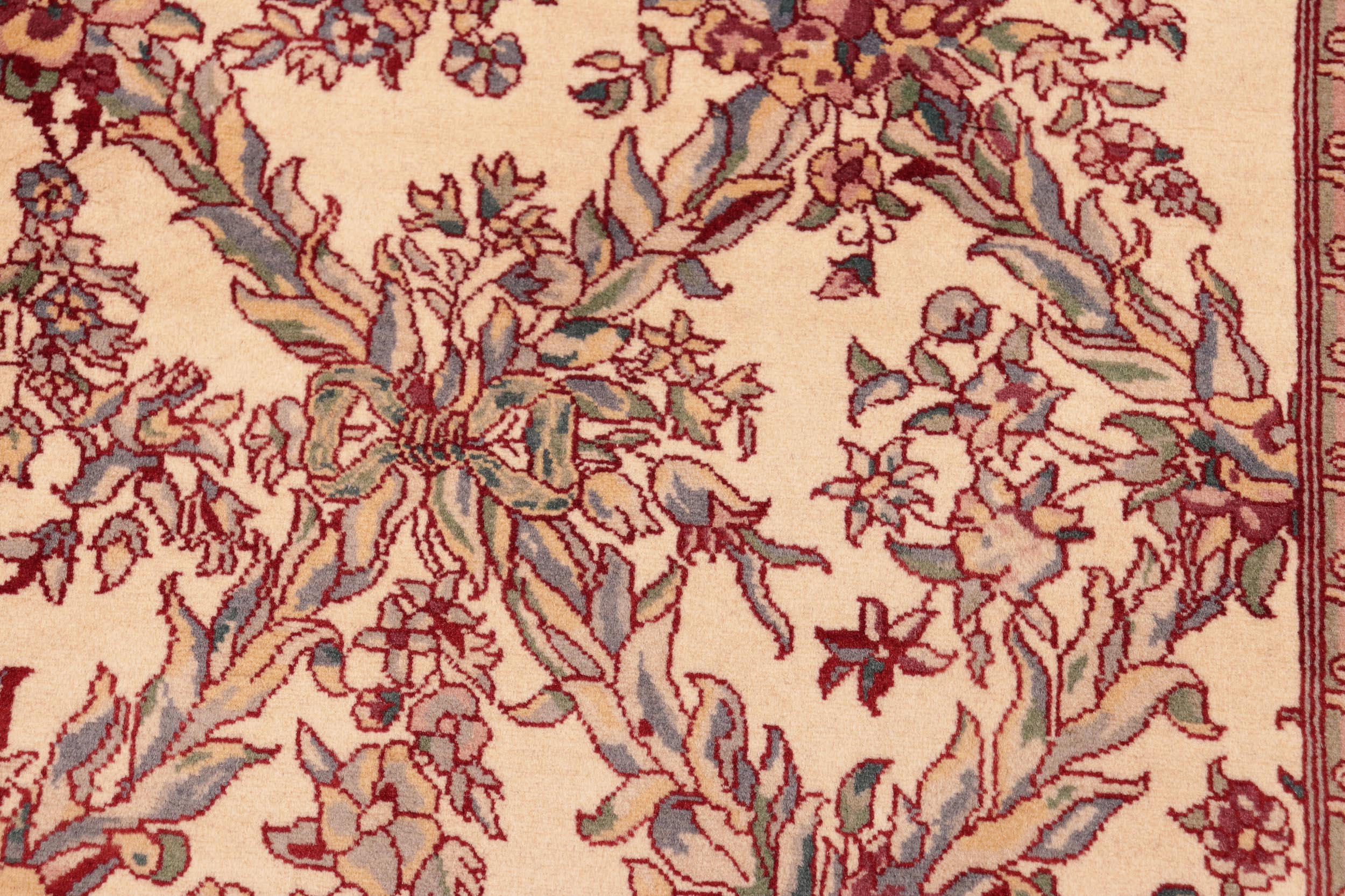 handmade Transitional Basan Ivory Red Hand Knotted RECTANGLE 100% WOOL area rug 6x9