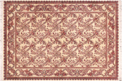 handmade Transitional Basan Ivory Red Hand Knotted RECTANGLE 100% WOOL area rug 6x9