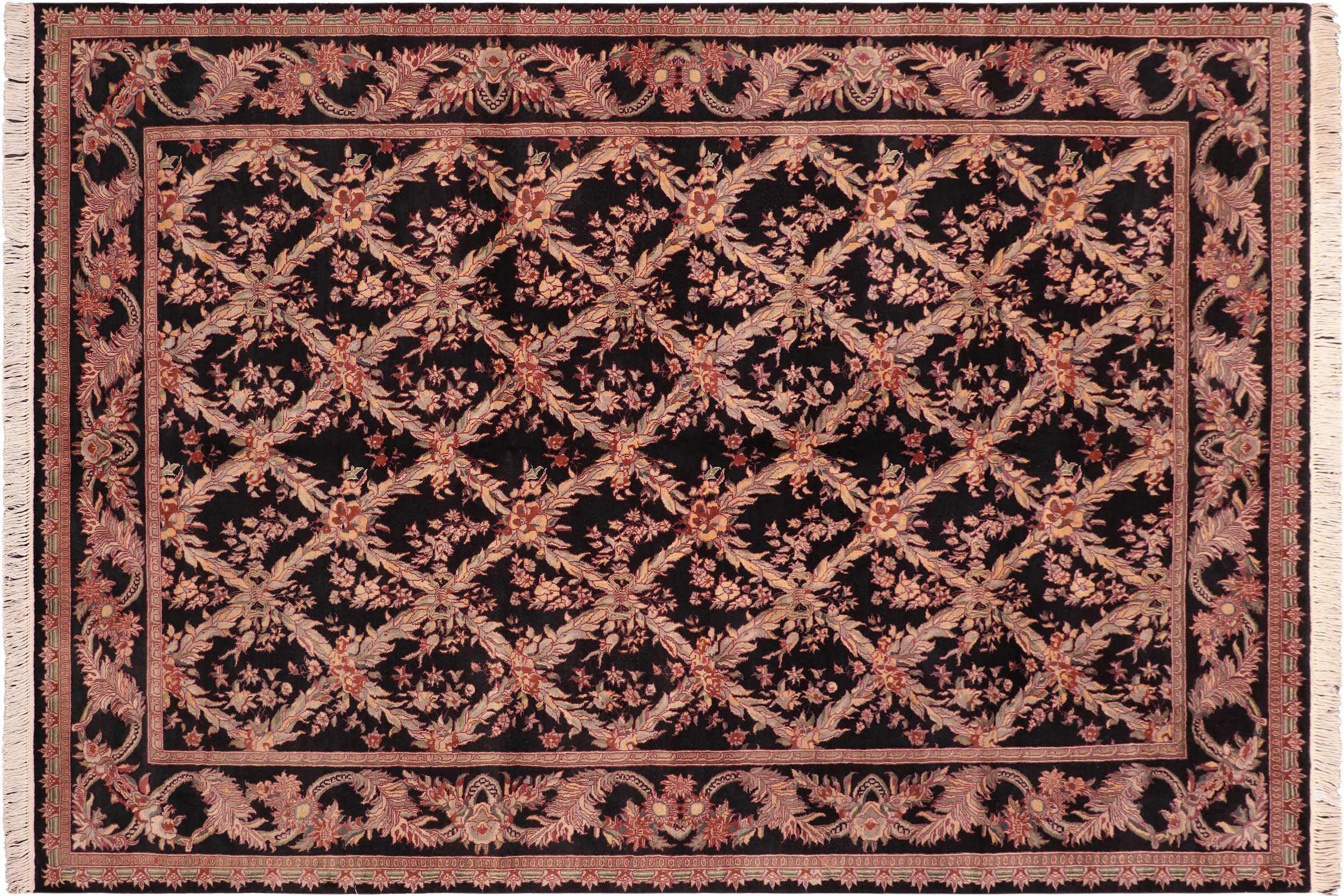 handmade Transitional Basan Black Rust Hand Knotted RECTANGLE 100% WOOL area rug 6x9