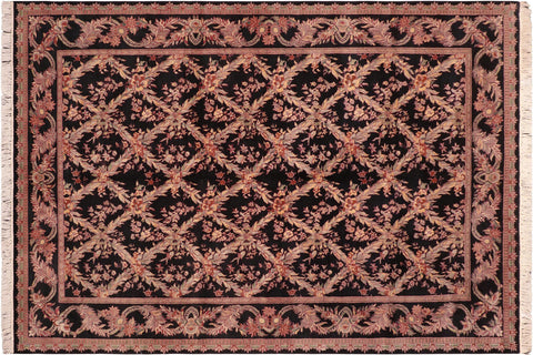 handmade Transitional Basan Black Rust Hand Knotted RECTANGLE 100% WOOL area rug 6x9