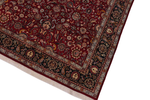 handmade Traditional Abasi Afsha Red Black Hand Knotted RECTANGLE 100% WOOL area rug 6x9