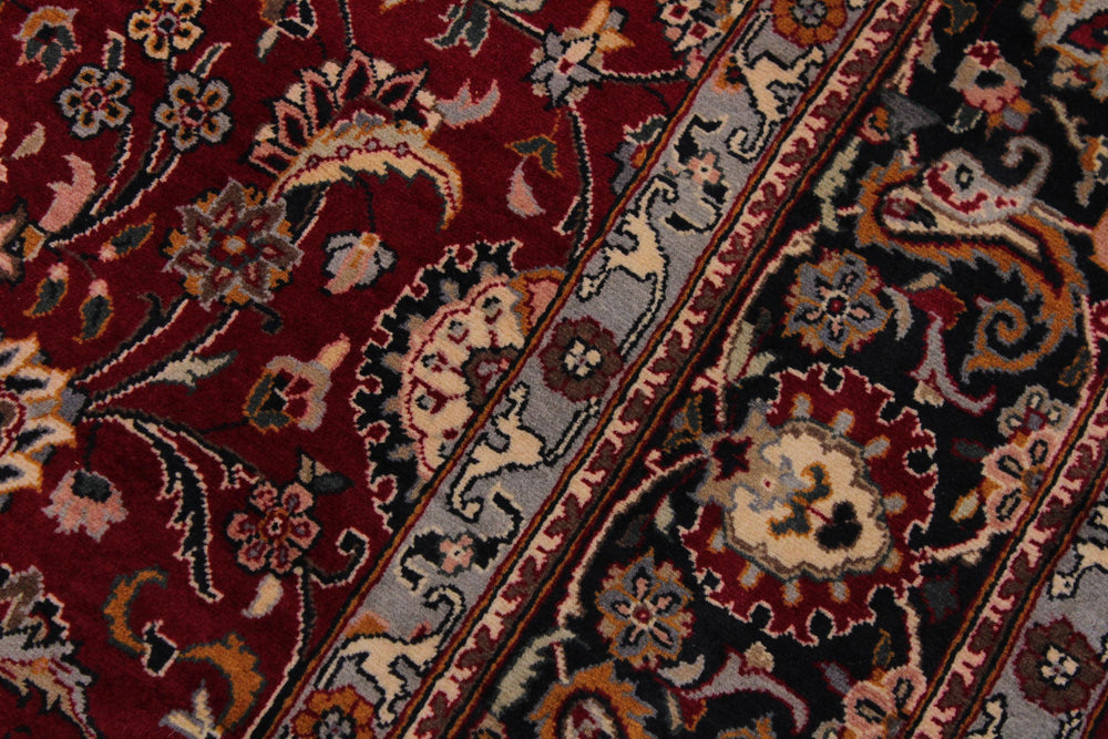 handmade Traditional Abasi Afsha Red Black Hand Knotted RECTANGLE 100% WOOL area rug 6x9