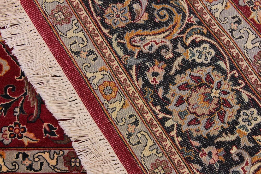 handmade Traditional Abasi Afsha Red Black Hand Knotted RECTANGLE 100% WOOL area rug 6x9