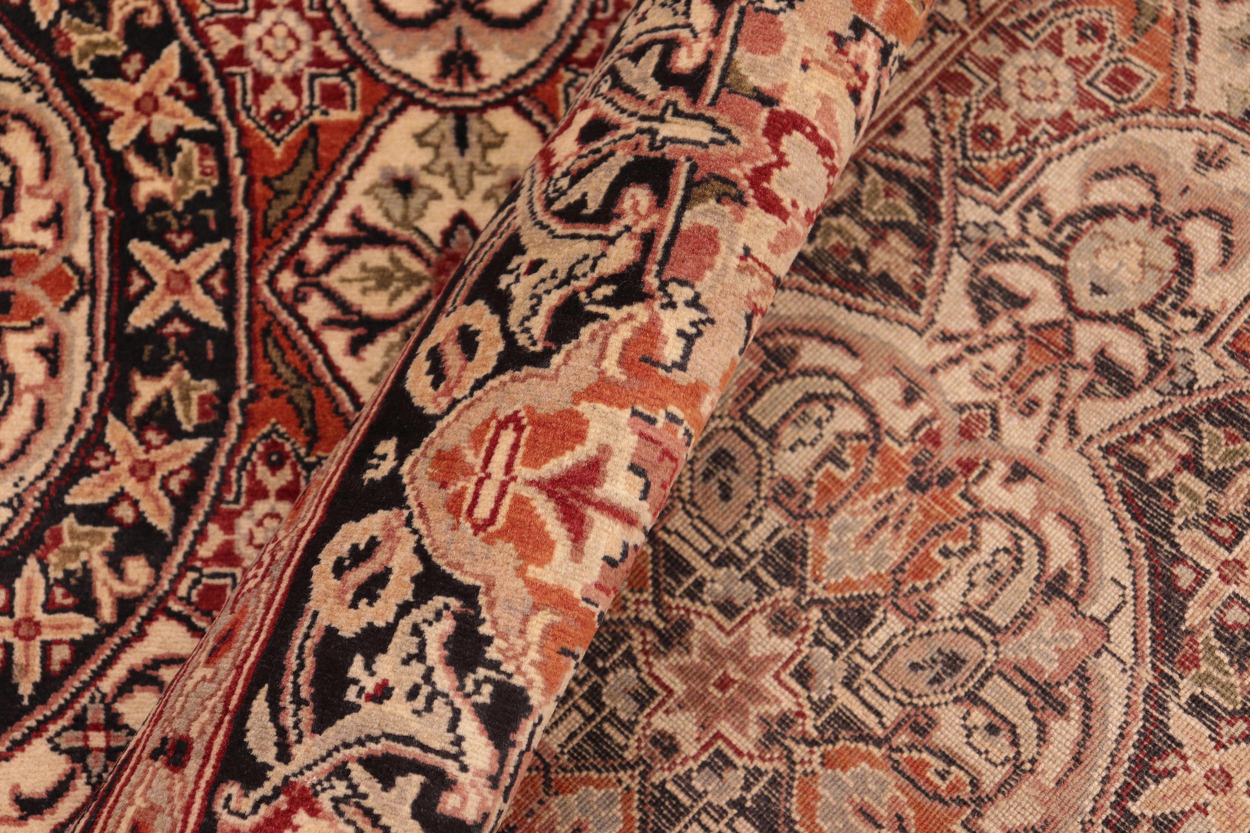 handmade Transitional Paracha Black Rust Hand Knotted RECTANGLE 100% WOOL area rug 6x9