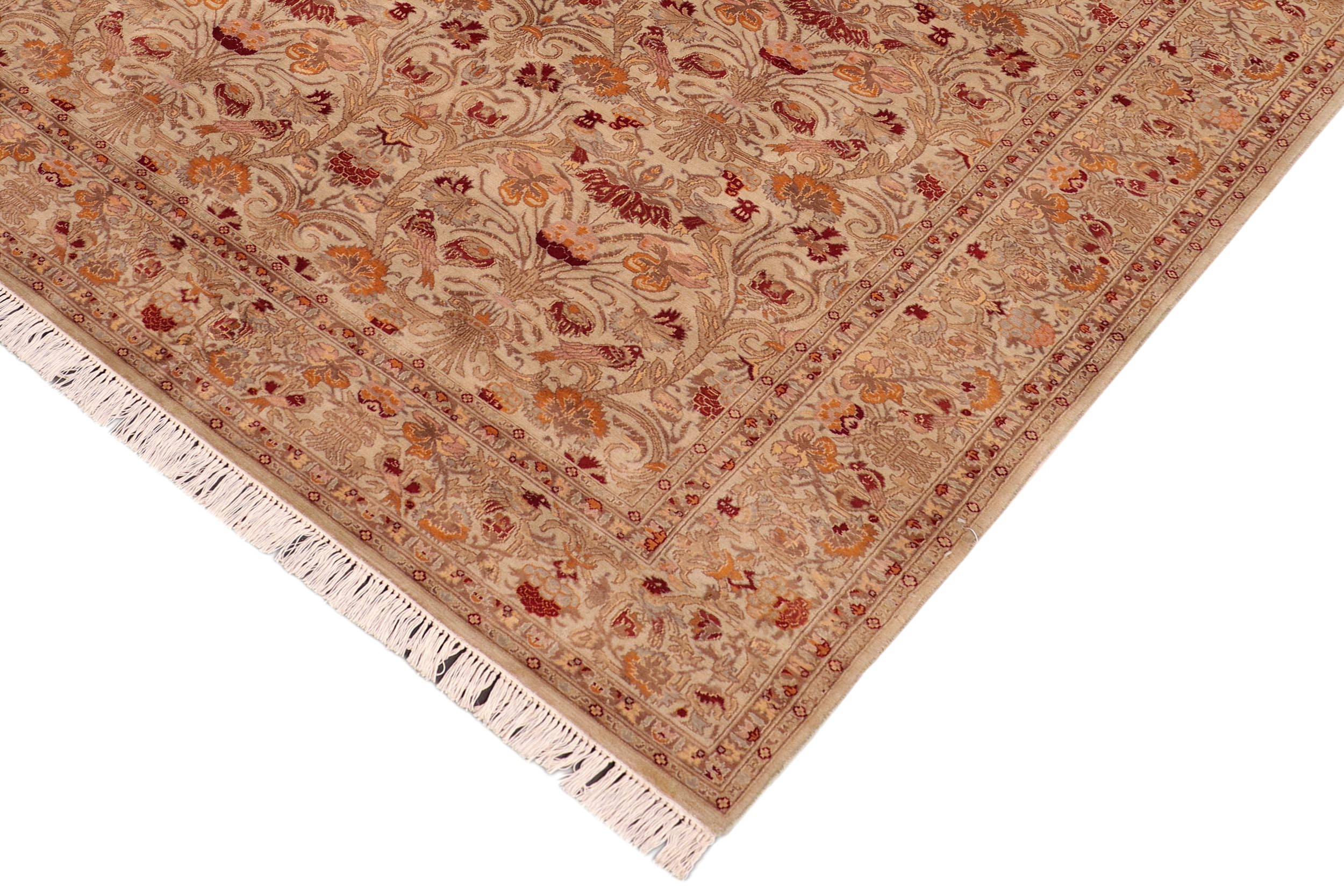 handmade Transitional Sayra Taupe Red Hand Knotted RECTANGLE 100% WOOL area rug 6x9