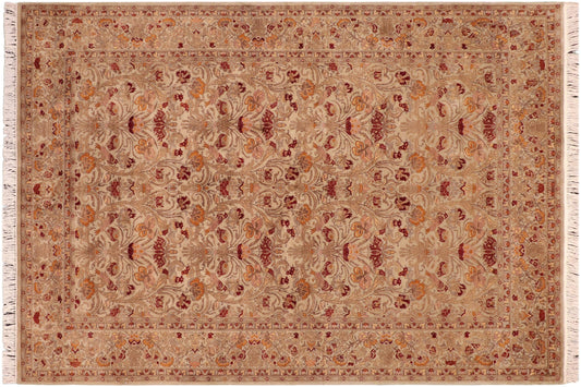 handmade Transitional Sayra Taupe Red Hand Knotted RECTANGLE 100% WOOL area rug 6x9