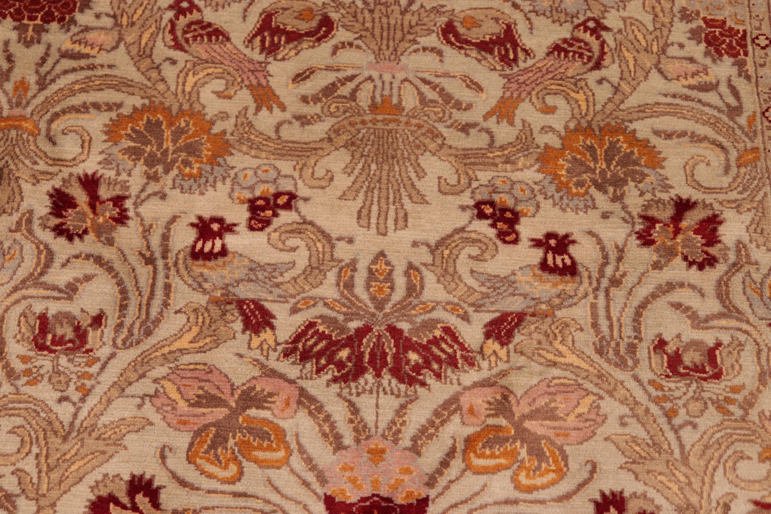 handmade Transitional Sayra Taupe Red Hand Knotted RECTANGLE 100% WOOL area rug 6x9